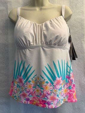 Coco Reef underwire swim tankini top White Floral Swim Wear NWT Sz- 36-DD.  X20